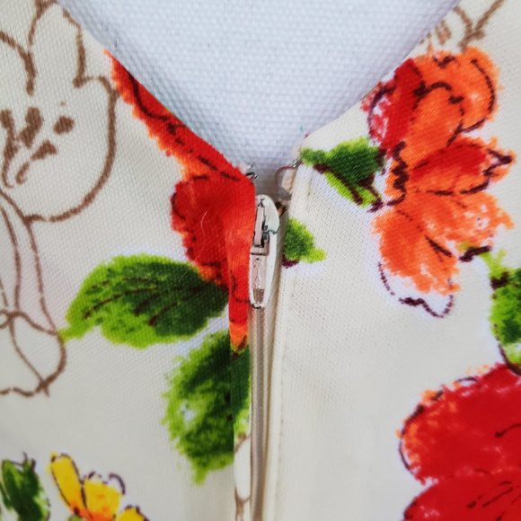 Vintage 70s Floral sleeveless maxi dress with low V neck - Picture 5 of 8